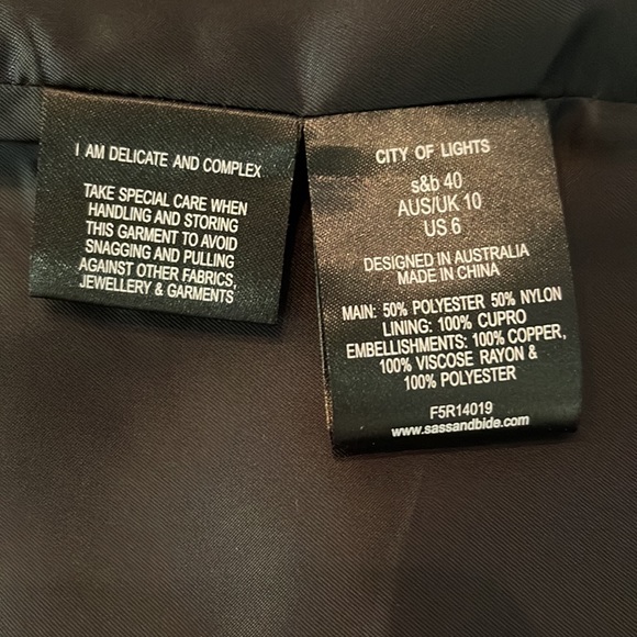 SASS AND BIDE  “CITY OF LIGHTS" NAVY AND GOLD DRESS US SIZE 6 - Picture 10 of 13